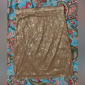 LOVE + LUXE sequin GOLD stretch skirt SPARKLE size medium MACHINE WASH!!